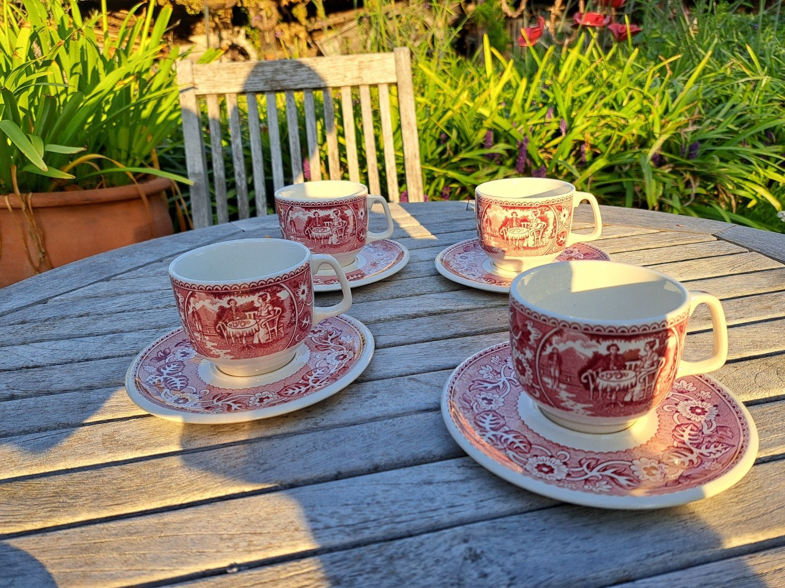 set van 4 vintage kopjes Boch Teadrinker, Ophalen of Verzenden