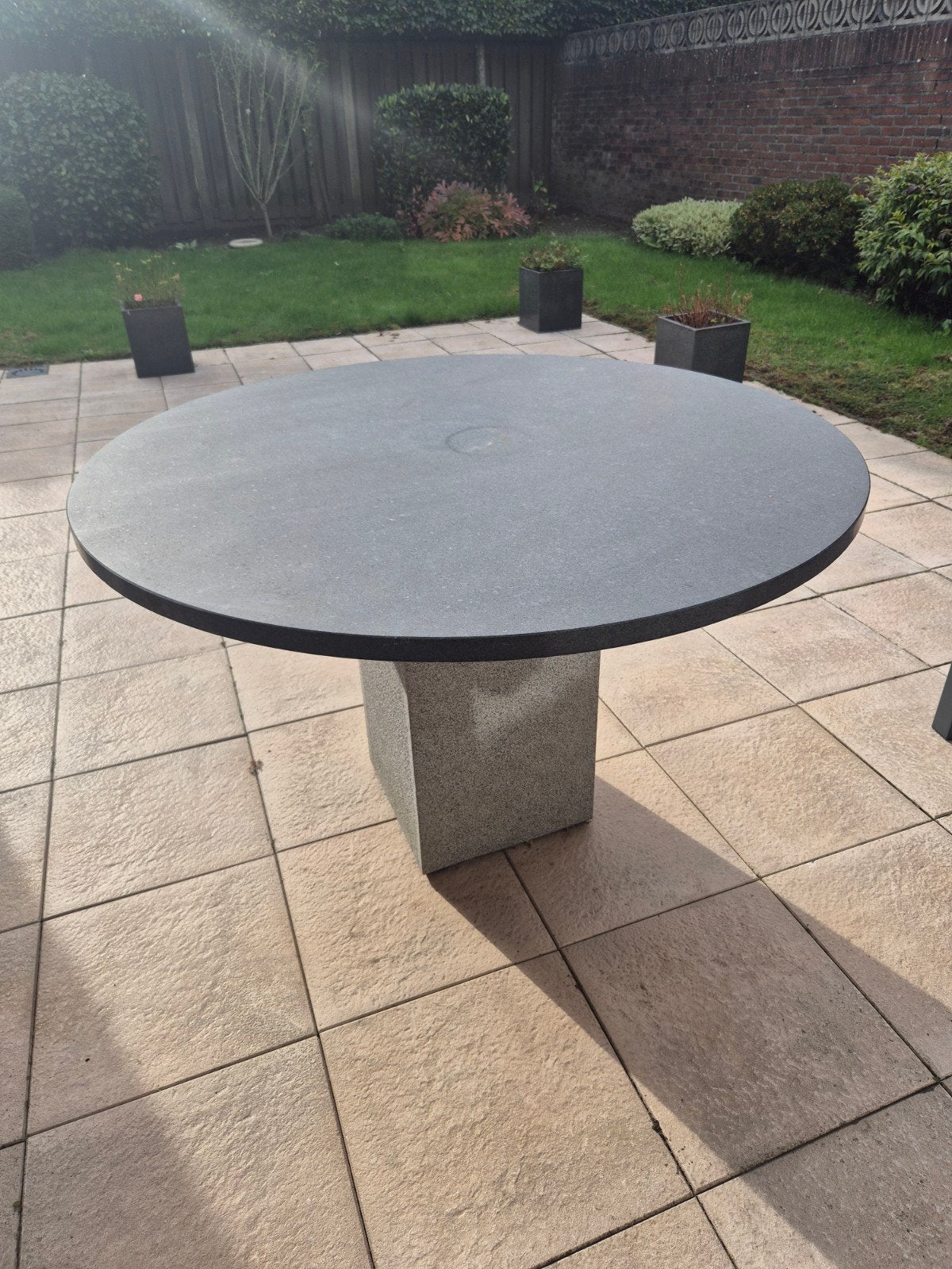 Ronde tuintafel van graniet 120 cm, Ophalen, Gebruikt, Rond, Overige materialen