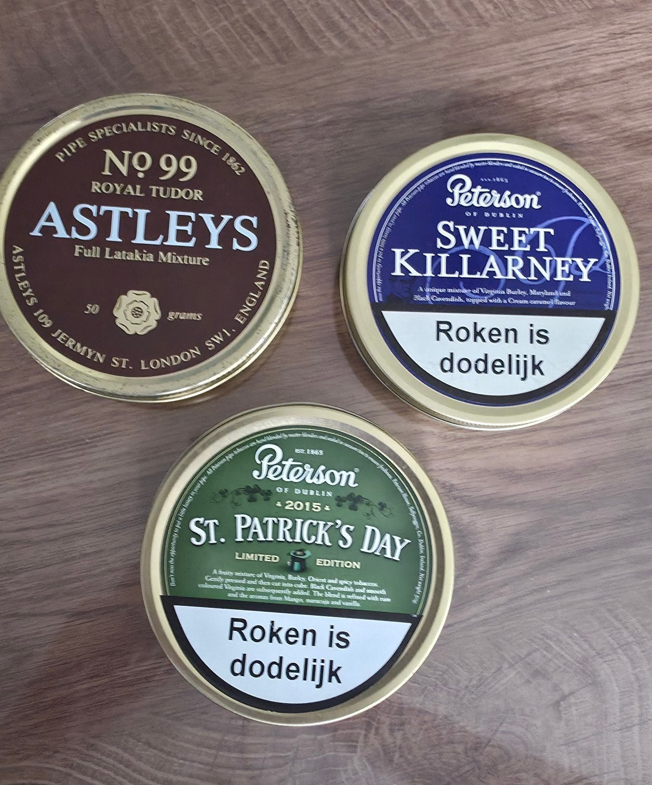 Pijptabak Blikken – Peterson & Astleys (3 stuks), Verzamelen, Ophalen of Verzenden, Gebruikt, Overige