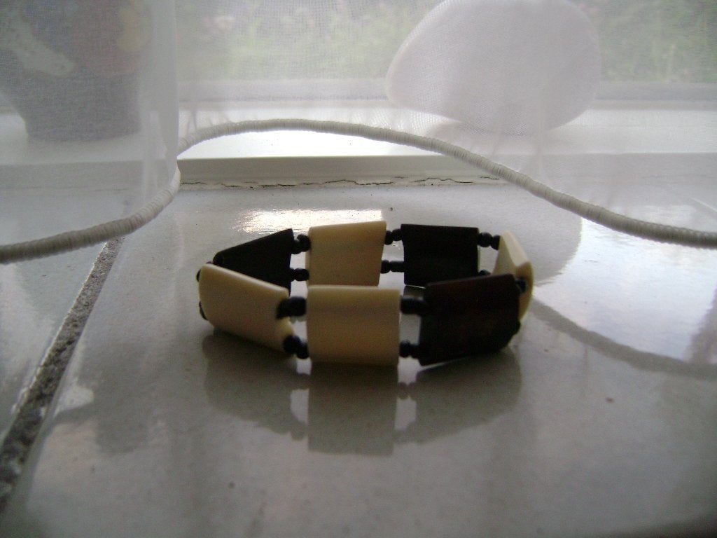 Armband van hout en been, Sieraden, Tassen en Uiterlijk, Armbanden, Ophalen of Verzenden, Gebruikt, Bruin, Hout