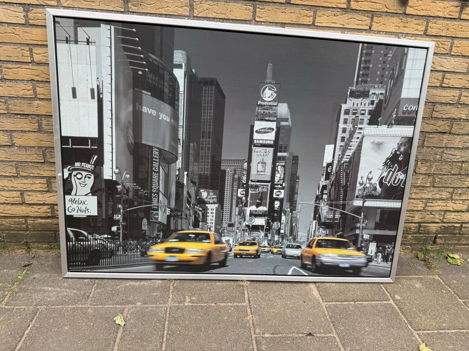 Grote New York Times Square Canvas - Zwart-wit met kleur, Gebruikt, 125 cm of meer, Ophalen of Verzenden, Print