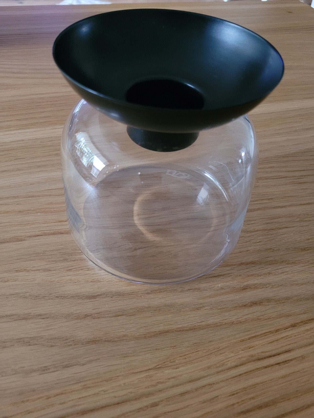 Stijlvolle glazen windlicht met zwarte houder, Windlicht, Zwart, IKEA, Ophalen of Verzenden