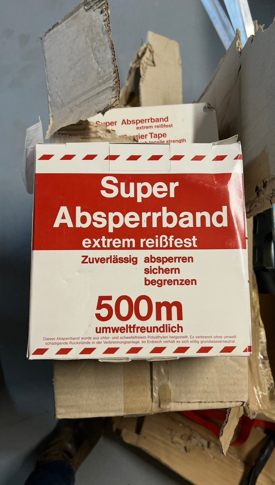 Afzet lint, sterk afzetlint, 500m per rol, 40 rollen, Ophalen, Zo goed als nieuw, Overige typen, 5 meter of hoger
