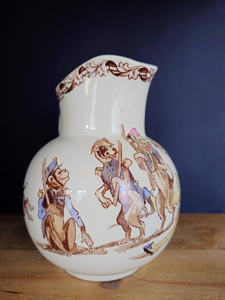 Grappige Franse oude kan Creil et Montereau Clowns circus, Antiek en Kunst, Antiek | Keramiek en Aardewerk, Ophalen of Verzenden