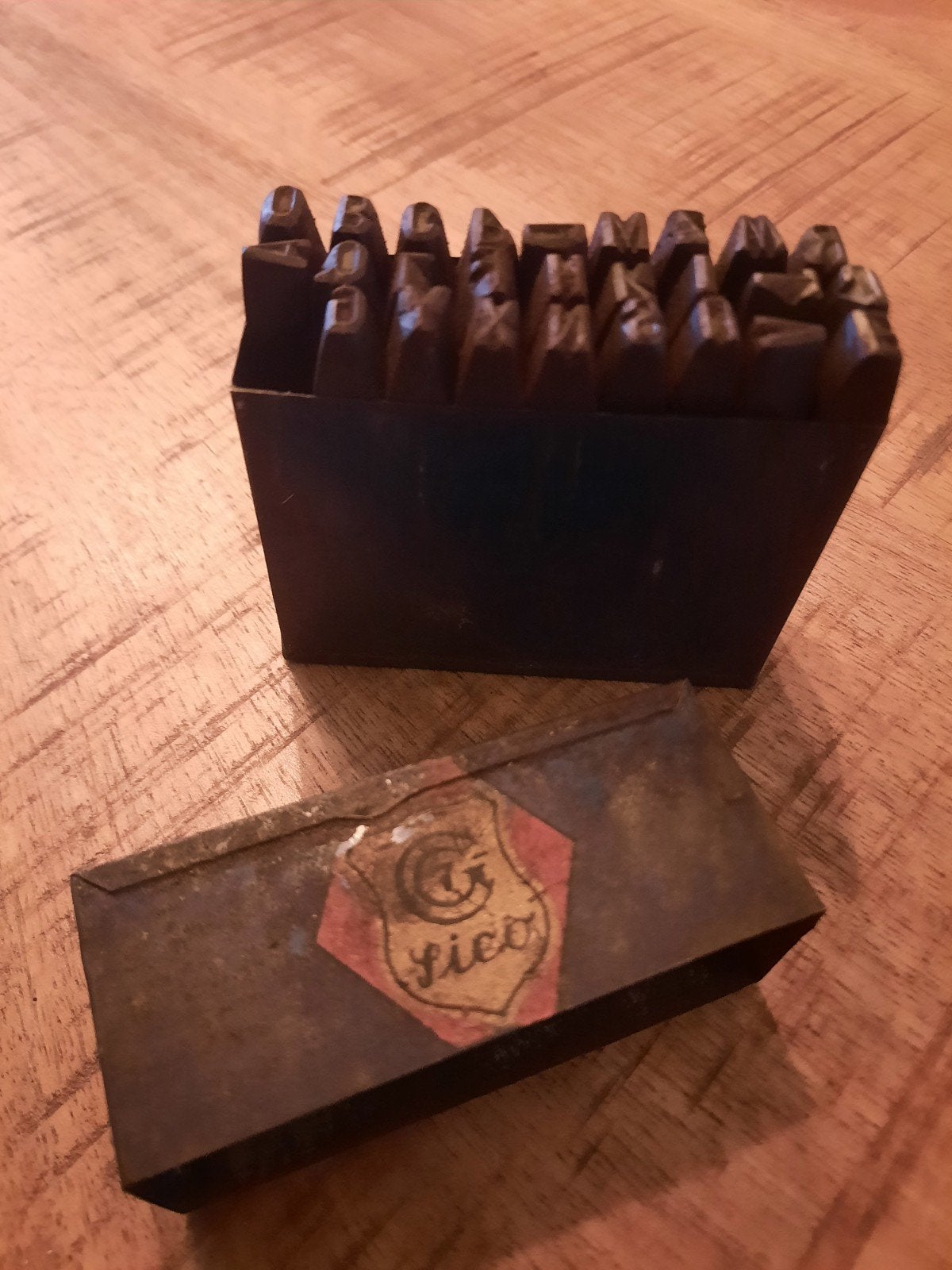 Vintage Glico letterstempels in originele doos, Ophalen of Verzenden