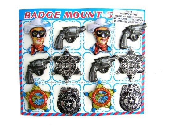 Broches Western - Cowboy op kaart, van blik, Ophalen of Verzenden, Nieuw, Overige onderwerpen, Speldje of Pin