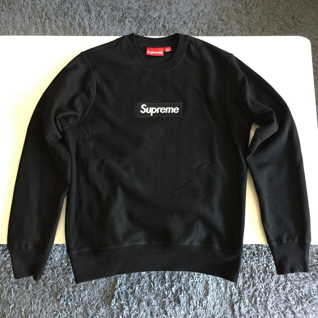 Zwarte Supreme box logo crewneck 18FW in maat M trui, Ophalen of Verzenden, Nieuw, Zwart