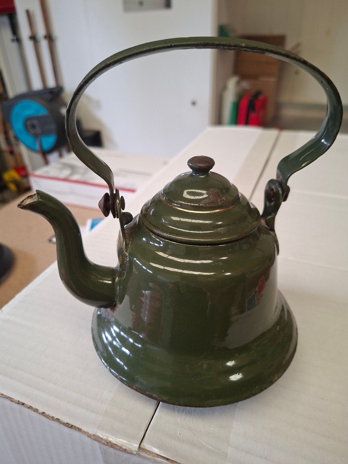 Vintage Groene Waterketel - Antieke Theepot, Ophalen of Verzenden