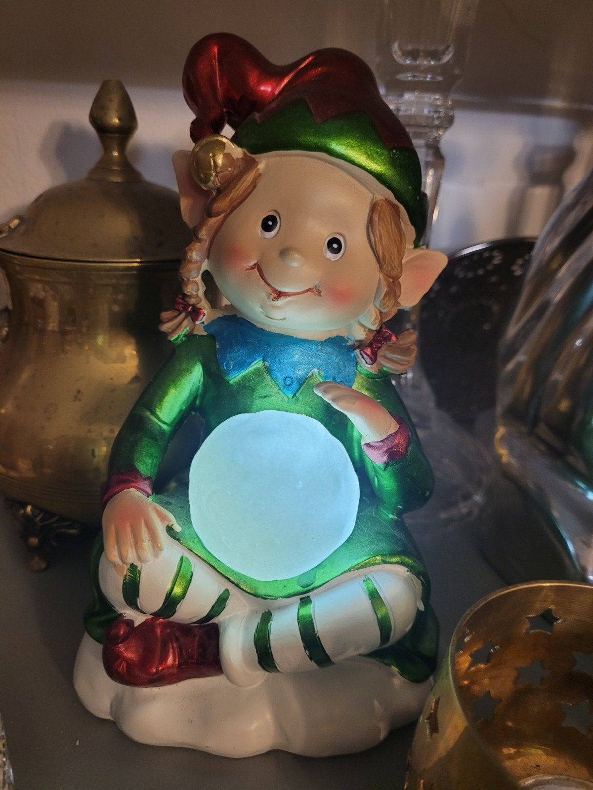 Decoratieve Elf met Licht en Twee Kattenbeeldjes, Antiek en Kunst, Ophalen of Verzenden