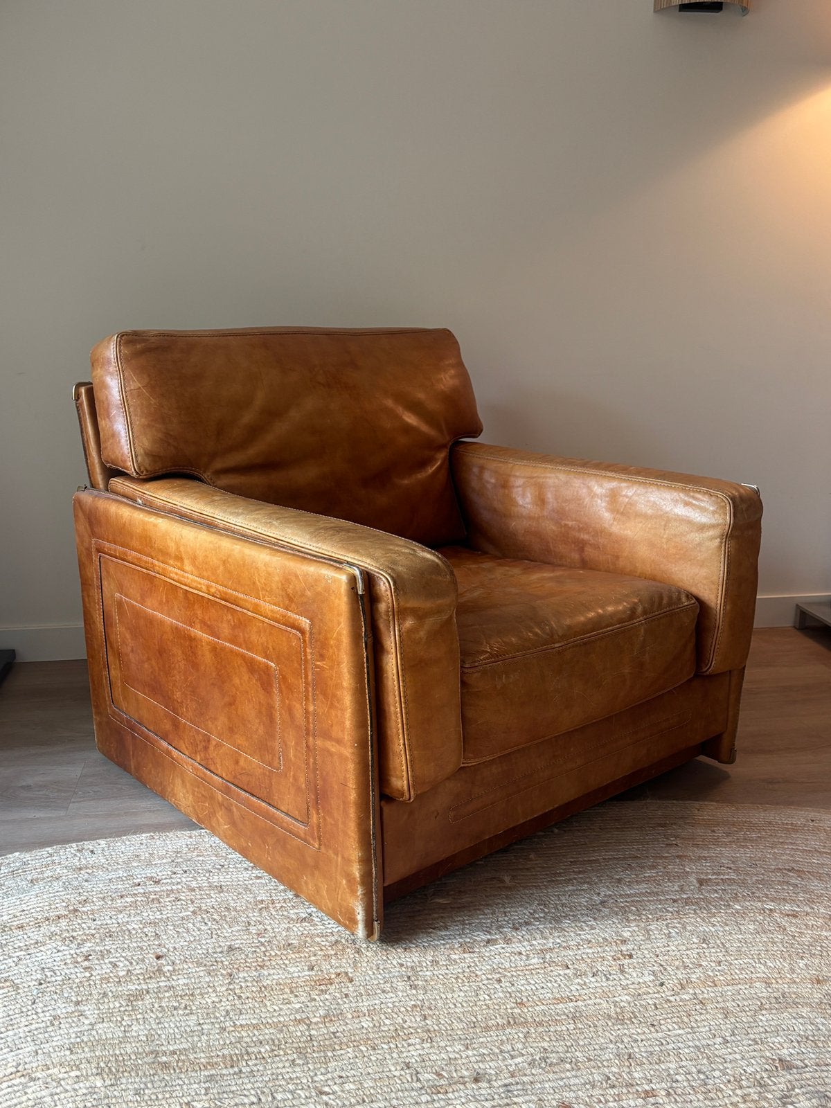 Leren fauteuil, Ophalen, Zo goed als nieuw, 75 tot 100 cm