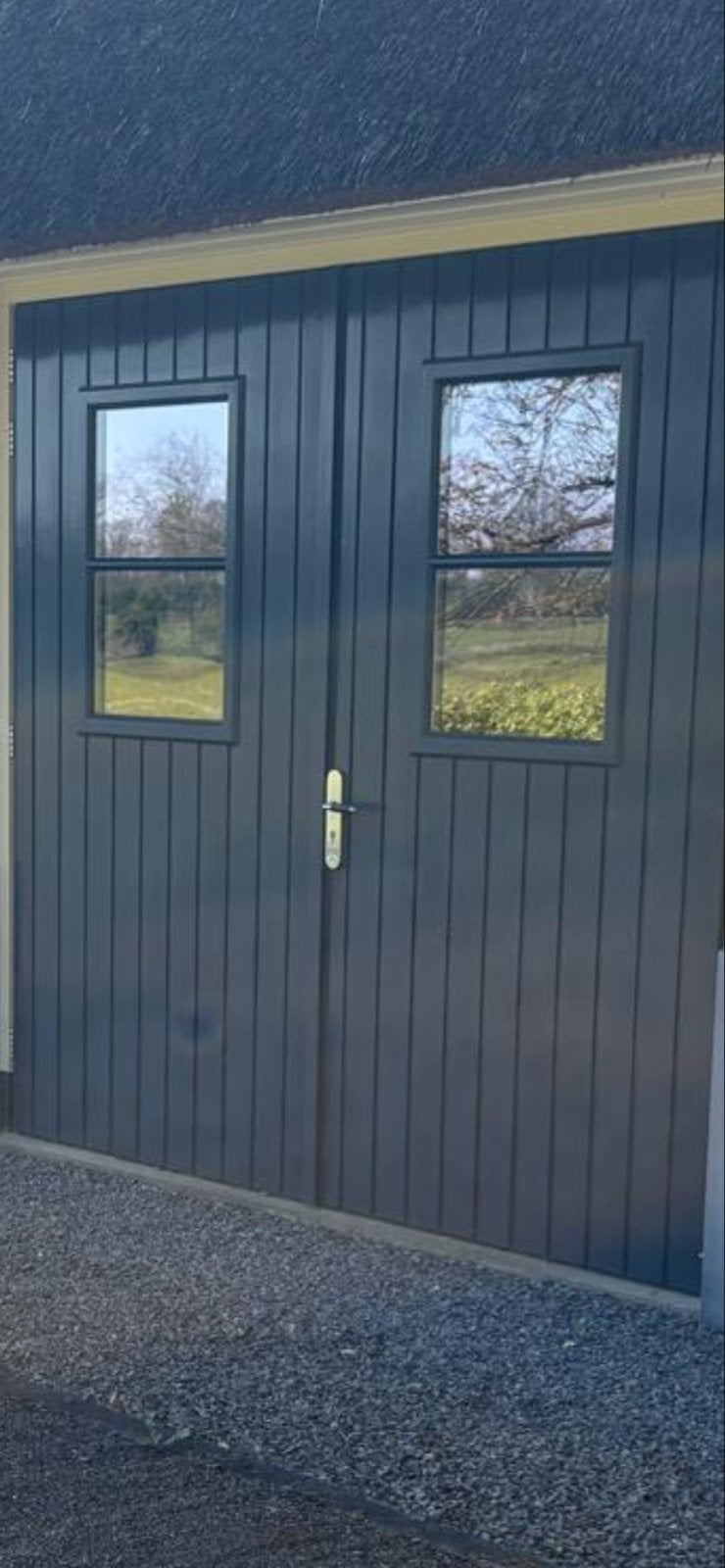 Donkere houten deuren, Ophalen, Gebruikt, Garagedeur, Glas