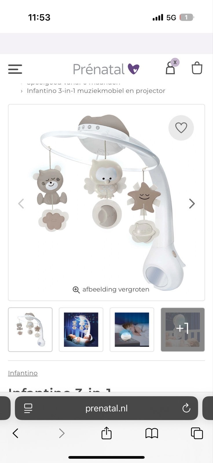 Infantino Muziekmobiel met Lichtprojector - Zo goed als nieu, Kinderen en Baby's, Ophalen of Verzenden, Zo goed als nieuw, Mobiel