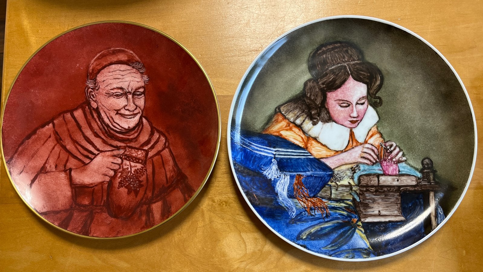 Twee decoratieve wandborden, handgeschilderd, Ophalen of Verzenden