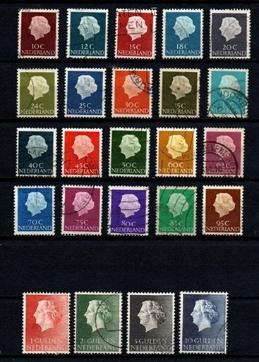 Nederland nr. 617-640 Koningin Juliana type Hartz gestempeld, Verzenden, Na 1940, Gestempeld