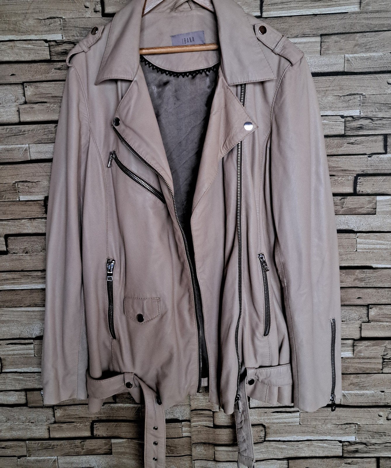 IBANA Leren Jack 'Honolulu' - Maat 38, Kleding | Dames, Jasjes, Kostuums en Pakken, Maat 38/40 (M), Verzenden, Beige, IBANA