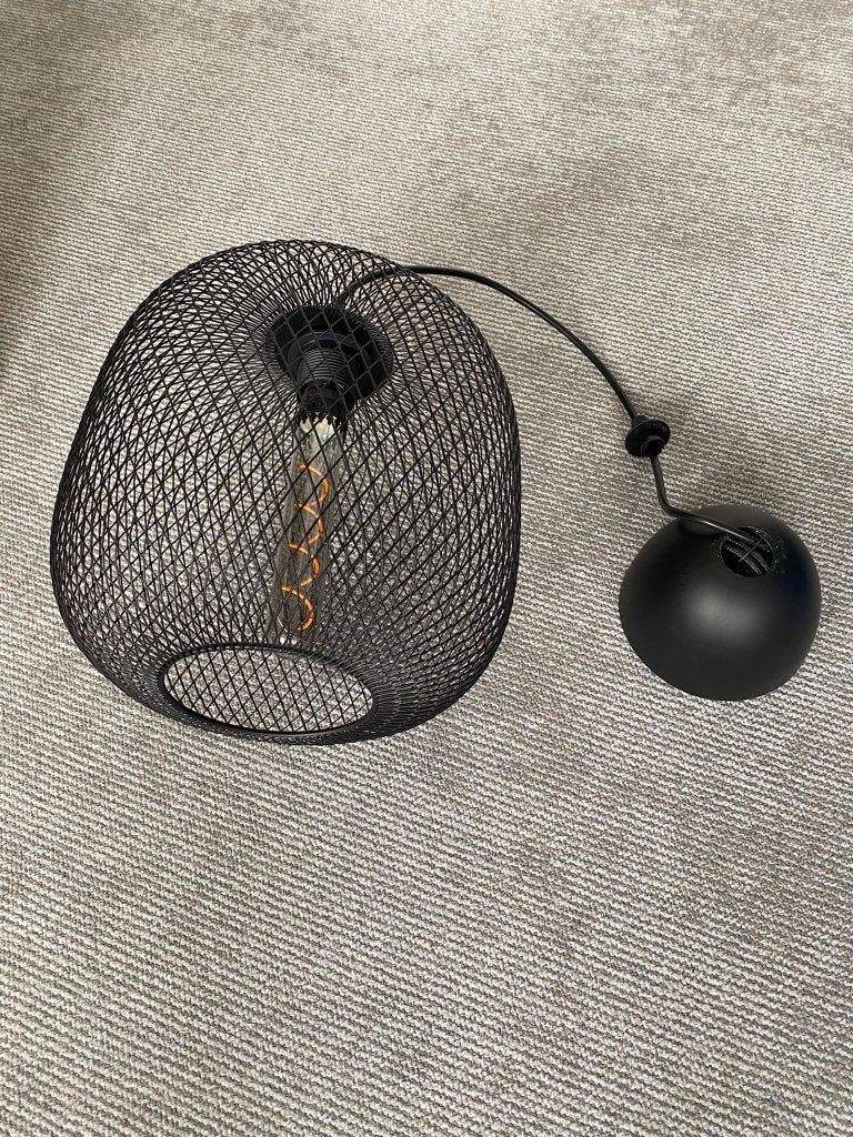 Zwarte industriële plafondlamp incl lichtbron (IKEA), Ophalen, Dimbaar, Zwart, E27 (groot)