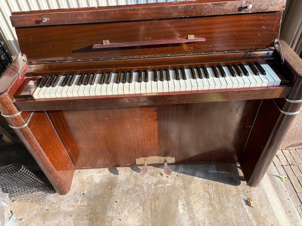Eavestaff Minipiano met kruk - Vintage Piano, Ophalen, Gebruikt, Bruin, Piano