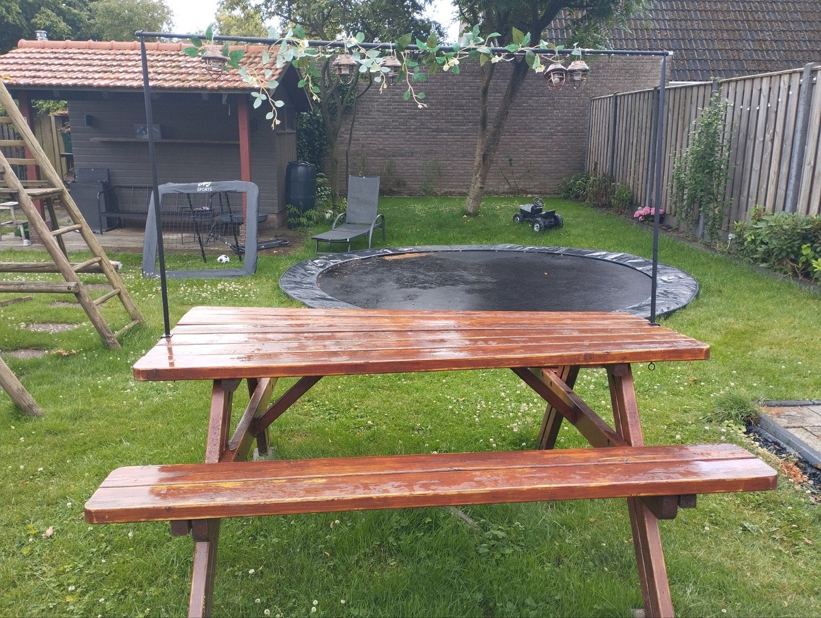 Houten picknicktafel met bankjes, Ophalen, Gebruikt, Rechthoekig, Hout