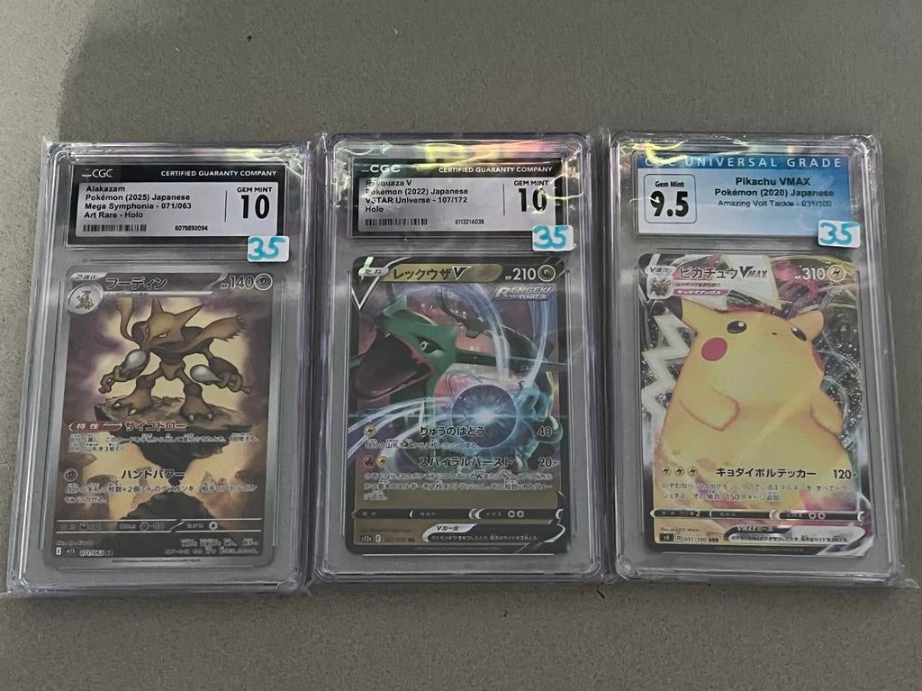 Pokemon CGC 10 Slabs - Alakazam, Rayquaza, Pikachu, Ophalen of Verzenden, Zo goed als nieuw, Meerdere kaarten, Foil