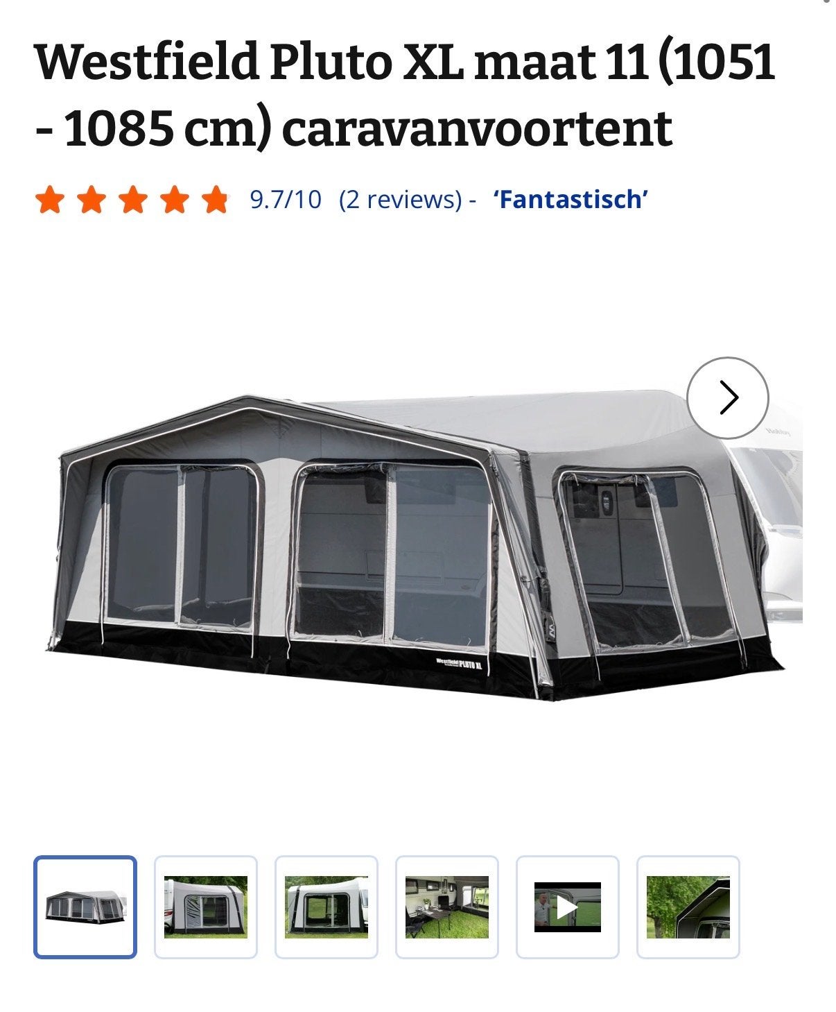 Westfield Pluto XL maat 11 (1051-1085 cm) caravanvoortent, Ophalen, Zo goed als nieuw, Polyester, Overige merken