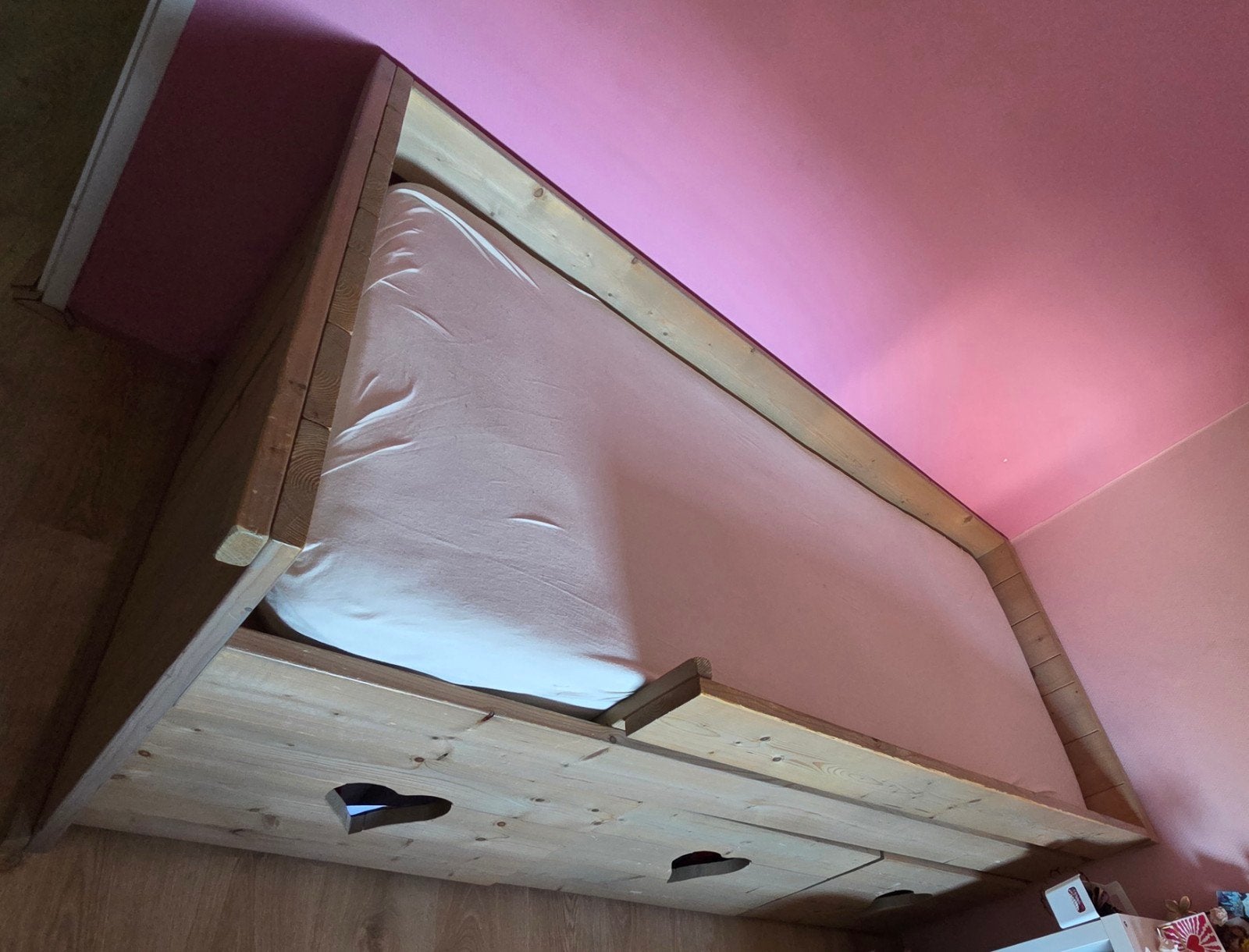 bed, Ophalen, Zo goed als nieuw, Eenpersoons, Steigerhout