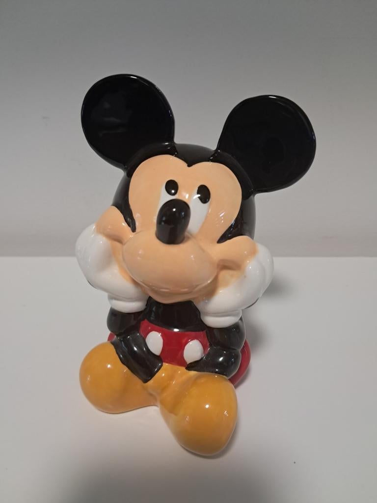 Vintage Keramische Mickey Mouse Spaarpot - Perfecte Staat, Ophalen, Mickey Mouse, Zo goed als nieuw, Beeldje of Figuurtje