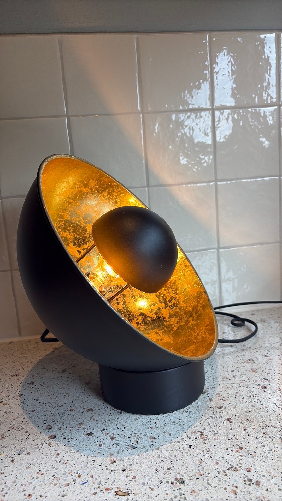 Tafellamp industrieel zwart / goud, Ophalen, Zo goed als nieuw, Metaal, Minder dan 50 cm