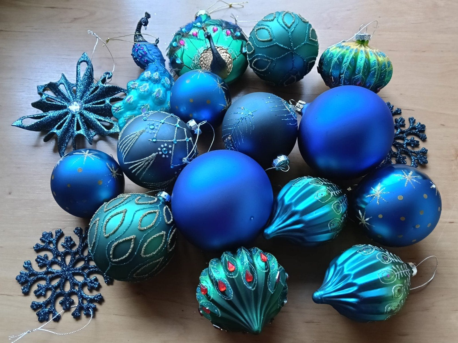 Luxe Pauwen Kerstdecoratie Set - Blauw, Groen & Turquoise, Diversen, Ophalen, Nieuw
