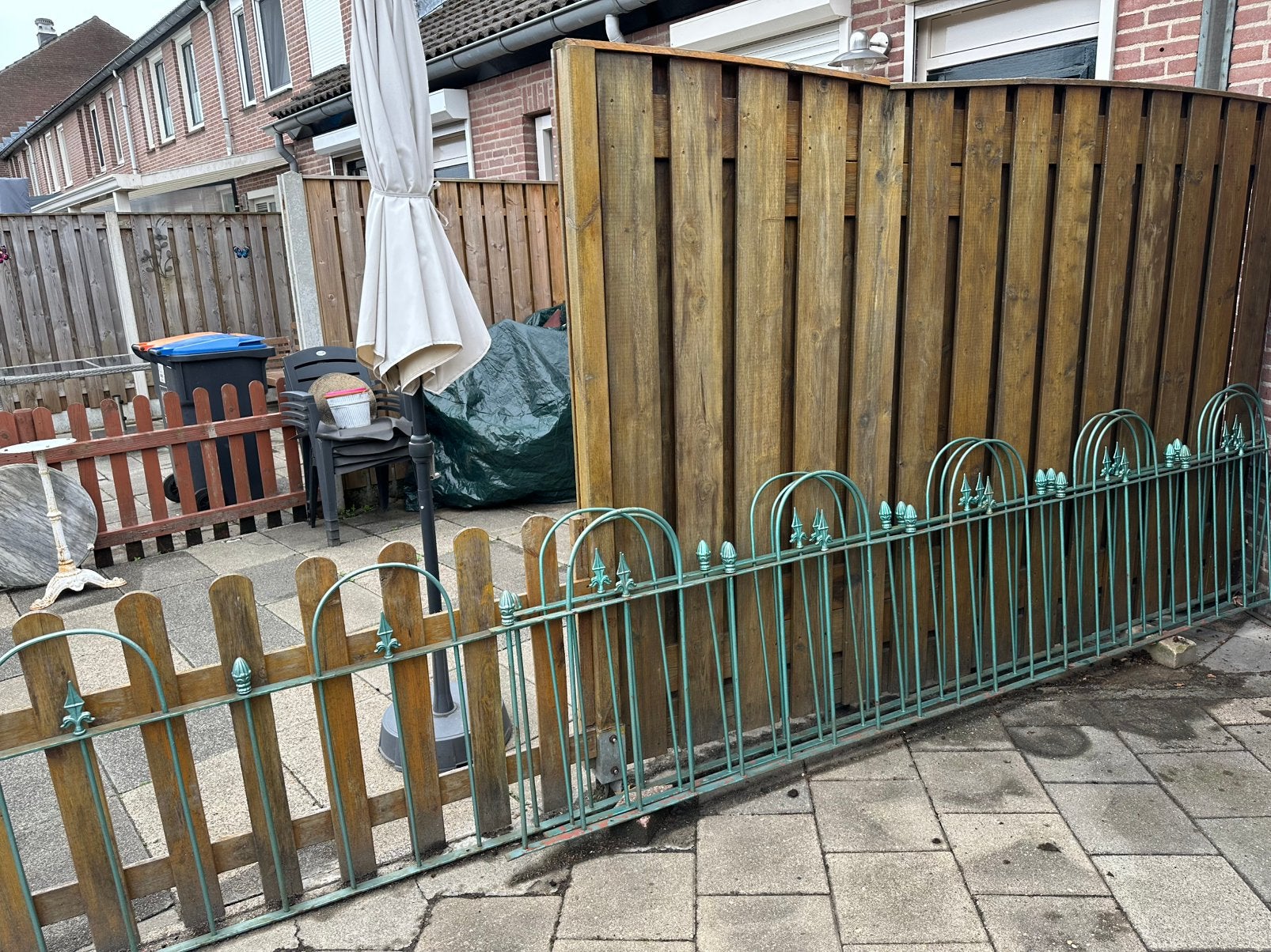 IJzeren hekwerk, groen, Tuin en Terras, Tuinhekken en Hekwerk, Ophalen, Gebruikt, IJzer, Sierhekwerk