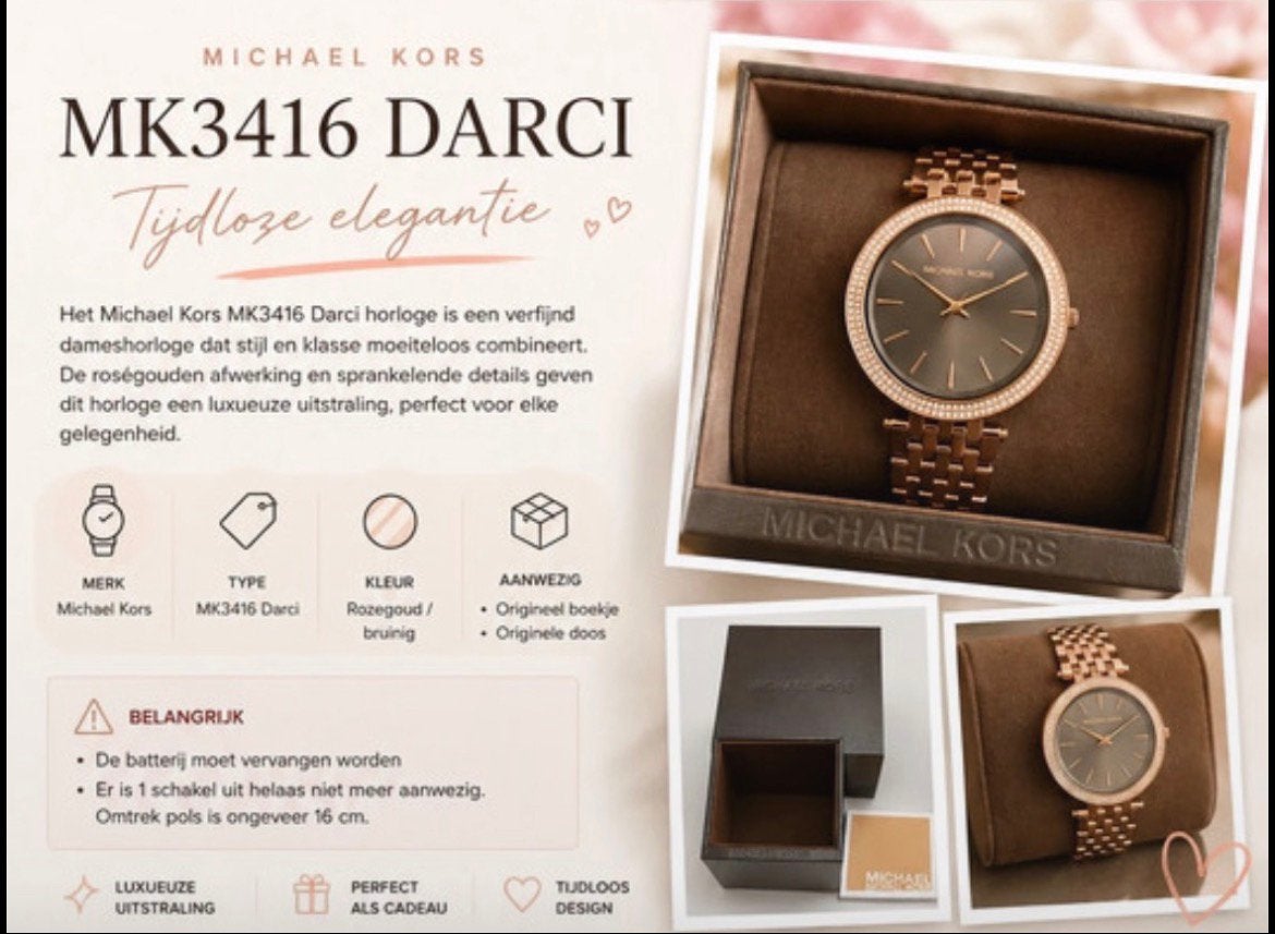 Michael Kors horloge, Staal, Polshorloge, Zo goed als nieuw, Ophalen