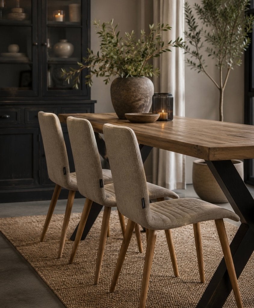UrbanSofa eetkamerstoelen – Beige stof, Ophalen, Overige kleuren, Drie, Zo goed als nieuw