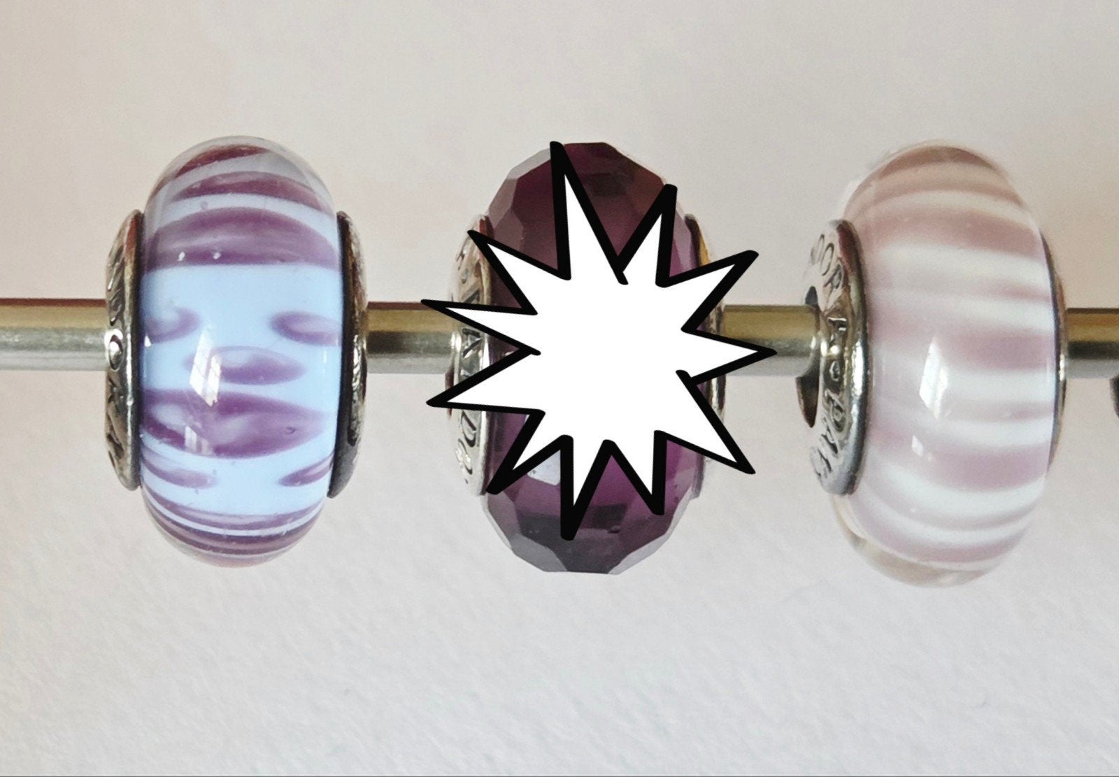 PANDORA MURANO GLASBEDELS MET ZILVEREN KERN, Sieraden, Tassen en Uiterlijk, Bedels, Ophalen, Glas of Kristal, Pandora