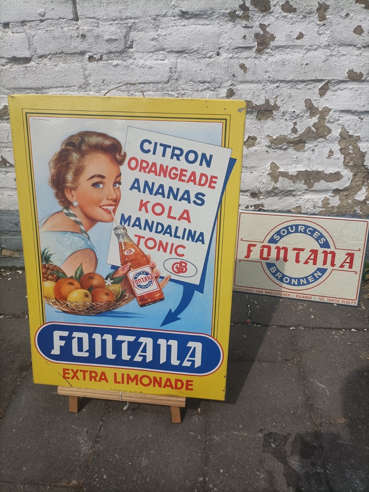 Origineel Fontana limonade reclamebord - 1958, Ophalen of Verzenden, Gebruikt, Reclamebord