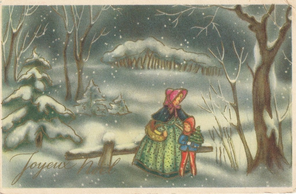 KERST MEISJE KERSTBOOM UIT 1955 ZEER MOOIE OUDE KAART KN839, Ophalen of Verzenden, 1940 tot 1960, Gelopen, Overige thema's