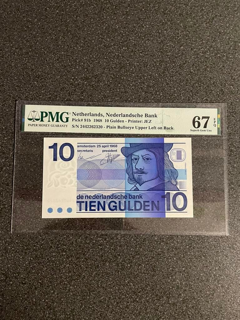 10 gulden 1968 PMG67, Postzegels en Munten, Bankbiljetten | Nederland, Ophalen of Verzenden, 10 gulden