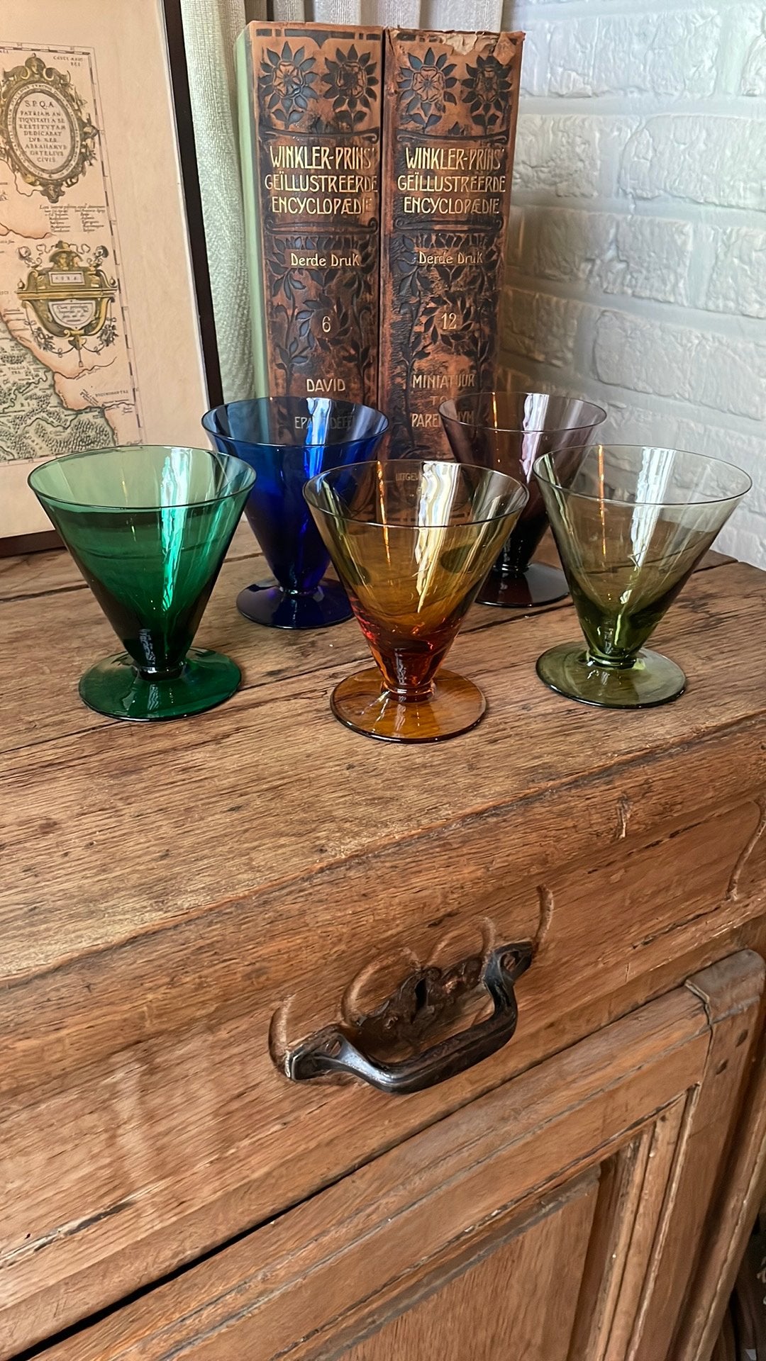 5 stuk mooie oude glaasje kleur, Antiek en Kunst, Antiek | Glas en Kristal, Ophalen