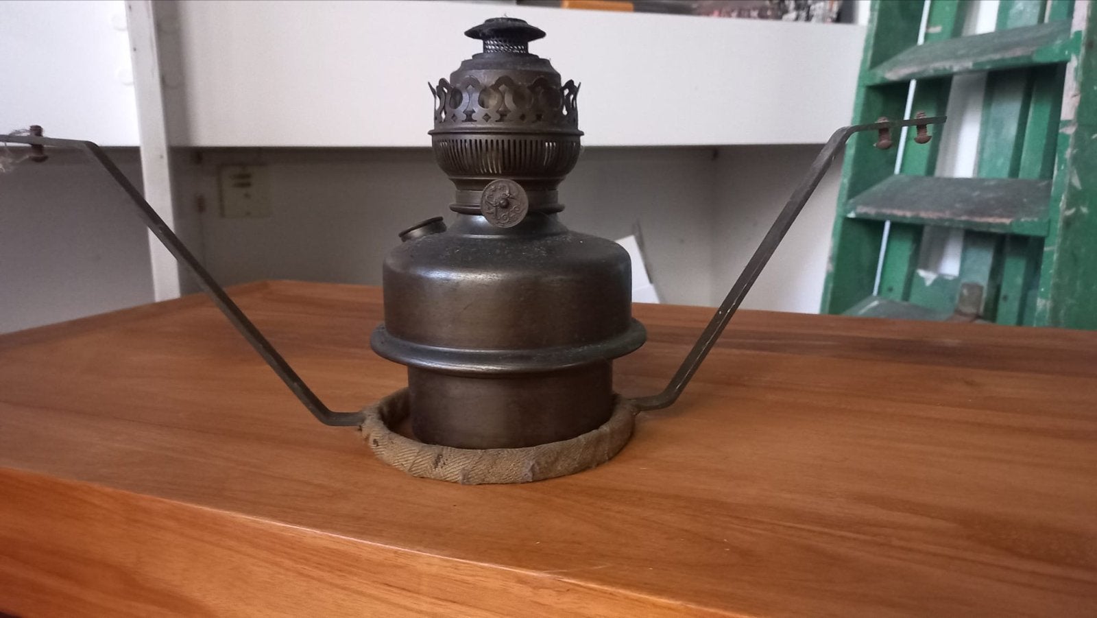 Antieke olielamp en lampenkap, Antiek en Kunst, Ophalen
