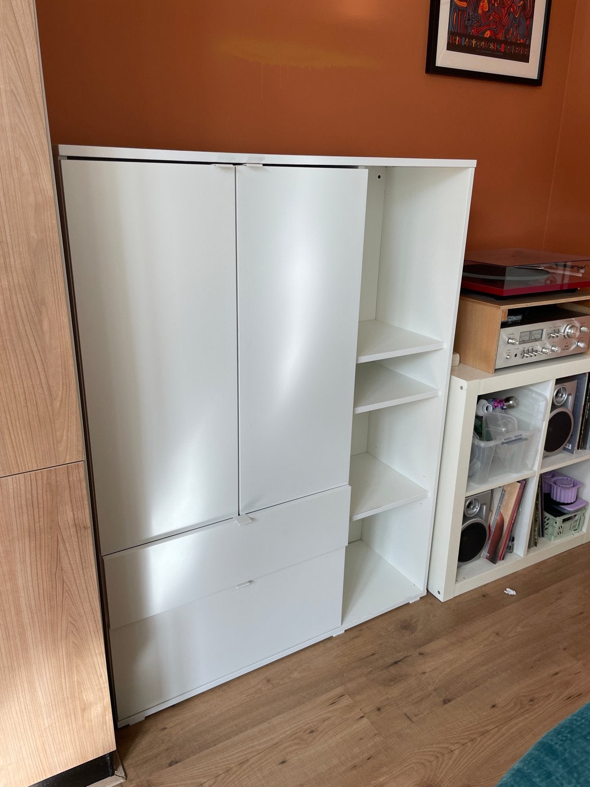 White cabinet, Ophalen, Gebruikt, 100 tot 150 cm, Met lade(s)