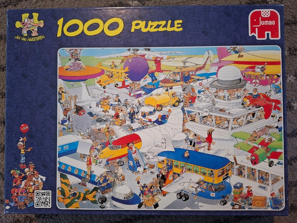 Vliegveld, Jan van Haasteren,, Hobby en Vrije tijd, Denksport en Puzzels, Ophalen of Verzenden, 500 t/m 1500 stukjes, Zo goed als nieuw