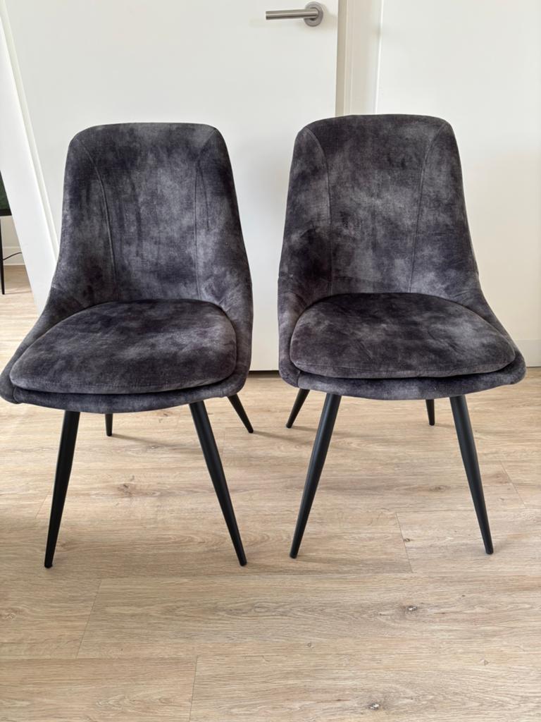 Twee antraciete eetkamerstoelen, Ophalen, Twee, Zo goed als nieuw, Stof