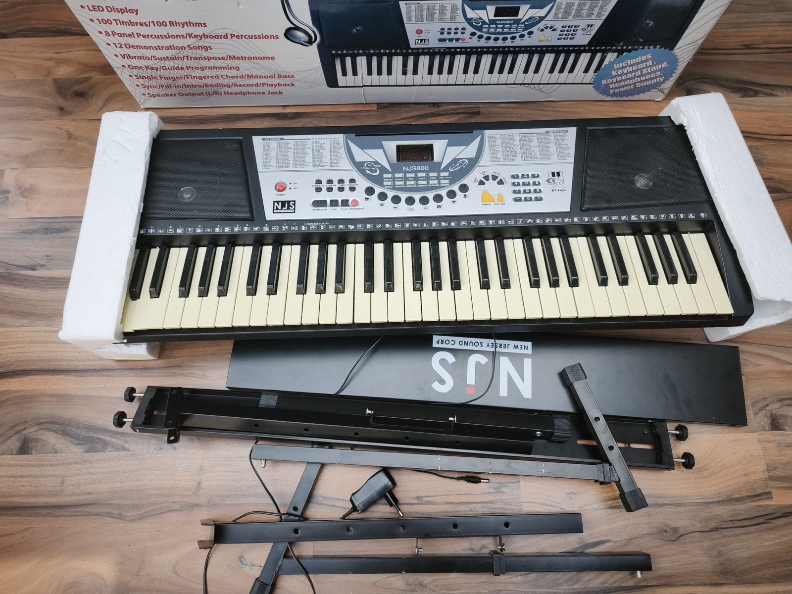 NJS 61-toetsen digitaal elektronisch keyboard met standaard, Muziek en Instrumenten, Keyboards, Overige merken, 61 toetsen, Ophalen of Verzenden