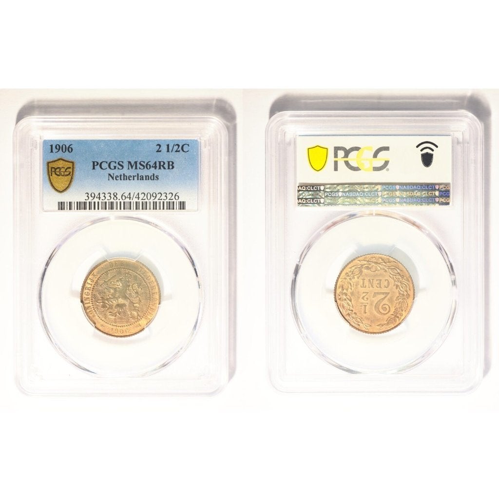 Nederland - 2 1/2 Cent 1906 in PCGS slab MS64, Postzegels en Munten, Munten | Nederland, Ophalen of Verzenden, Koningin Wilhelmina