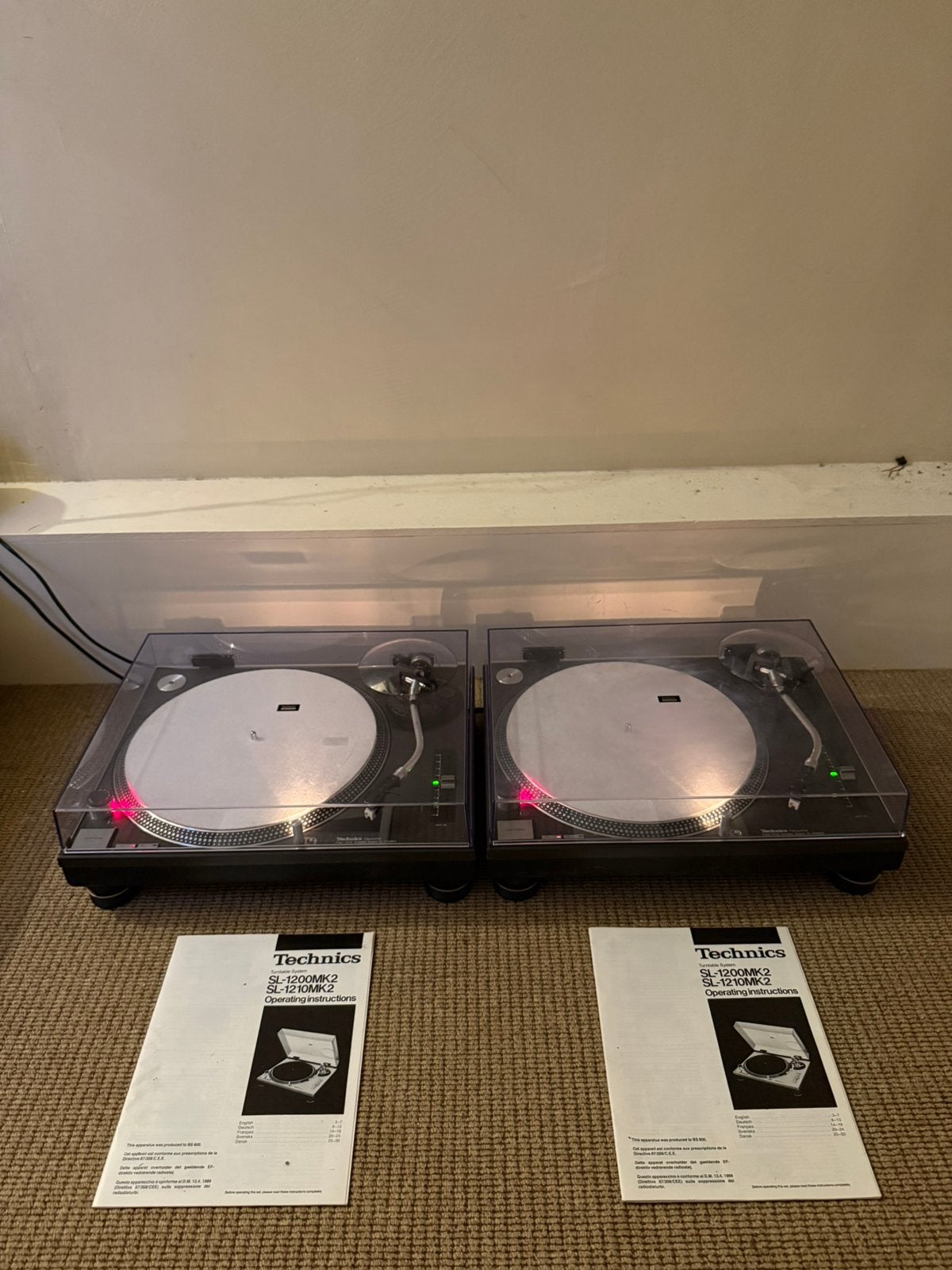 Set Technics SL 1210 MK2 zwart 2x, Ophalen of Verzenden, Zo goed als nieuw, Audio