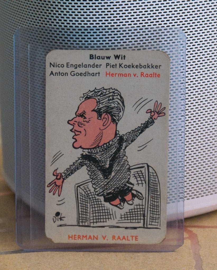 Herman van Raalte, Blauw Wit - DB Eredivisie kwartet 1958, Ophalen of Verzenden, Gebruikt, Overige binnenlandse clubs, Poster, Plaatje of Sticker