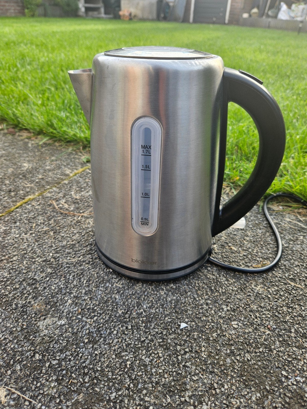 Blokker RVS Waterkoker - 1.7L - Zilver/Zwart, 1 tot 2 liter, Ophalen of Verzenden, Gebruikt, Draadloos