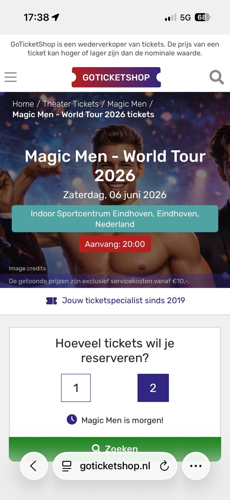 Magic Man tickets 6 juni, Tickets en Kaartjes, Theater | Toneel, Dans en Opera, Twee personen, Juni
