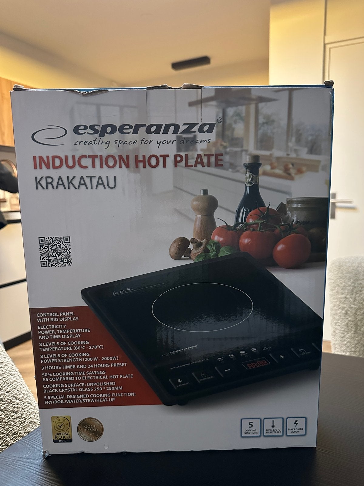 Esperanza Krakatau Inductie Kookplaat - Gebruikt, Gebruikt, Minder dan 85 cm, 3 kookzones of minder, Ophalen of Verzenden