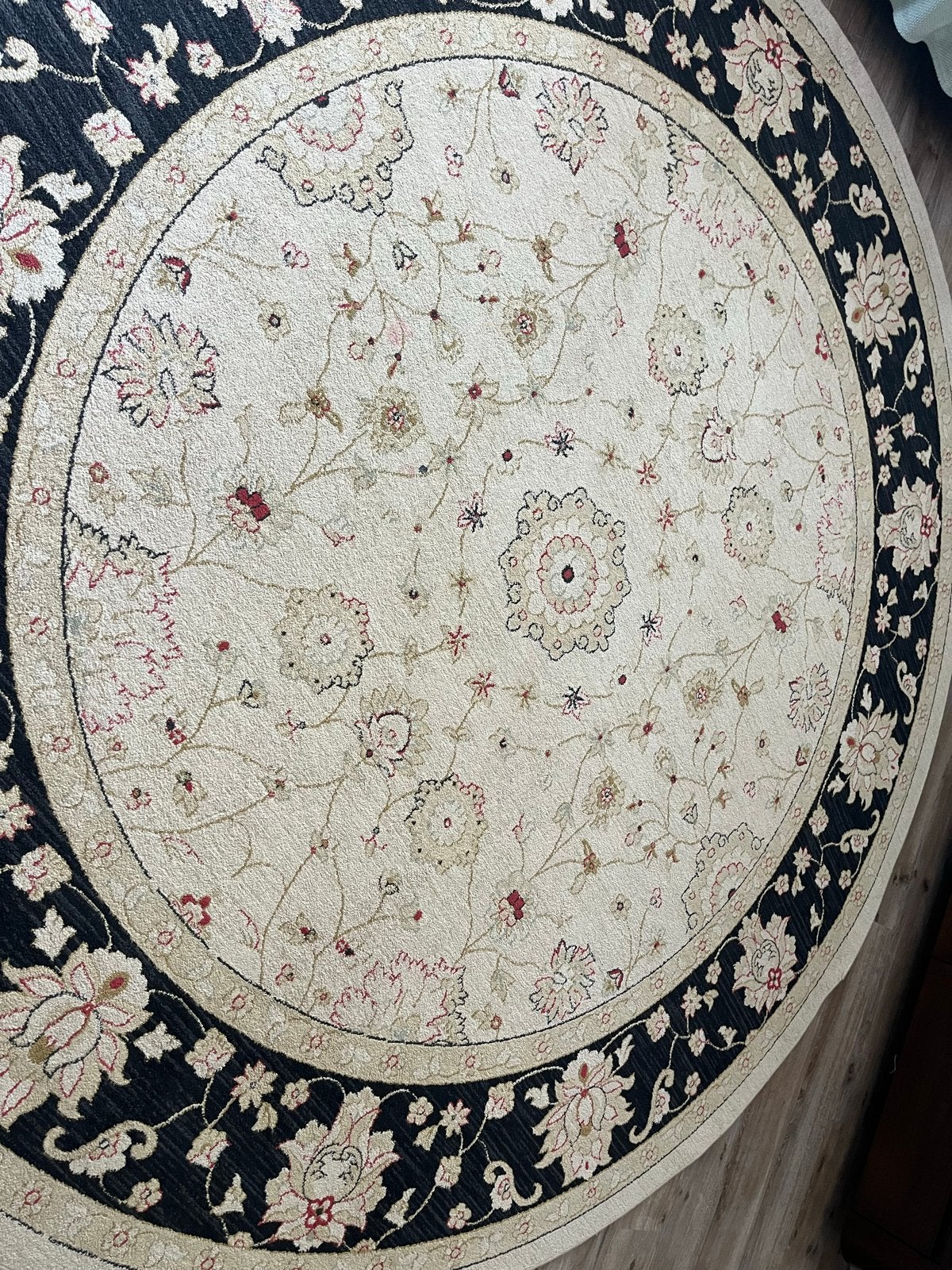 Rond tapijt van RUGVISTA, crème/zwart, 200 cm, Huis en Inrichting, Ophalen, 150 tot 200 cm, Rond, 200 cm of meer