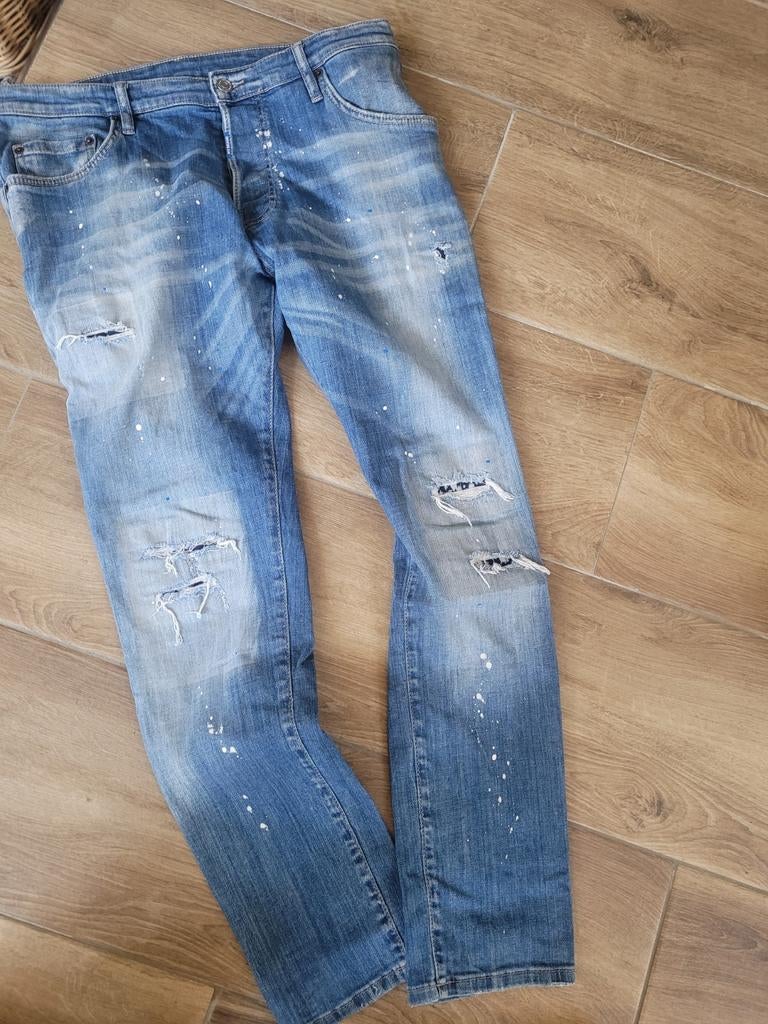 MY BRAND Jeans - Blauw met verfspatten en scheuren, MY BRAND, Blauw, Ophalen of Verzenden, Zo goed als nieuw