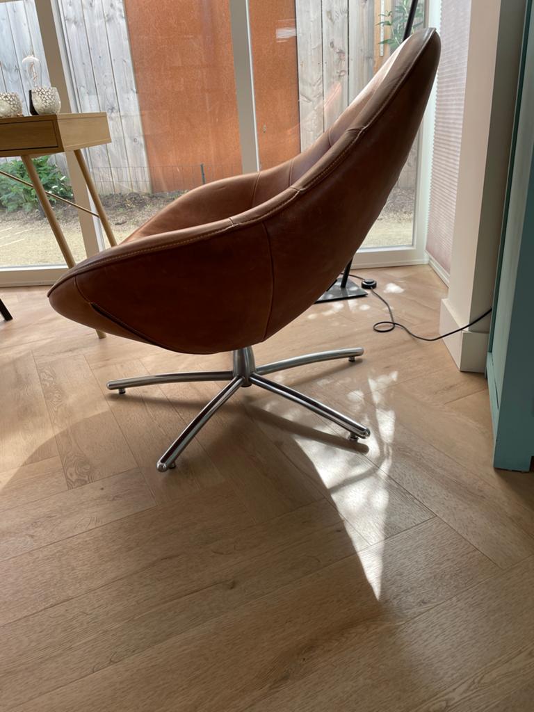 Label van den Berg Hidde Fauteuil yak leer, Huis en Inrichting, Ophalen, Bruin, Leer, Zo goed als nieuw